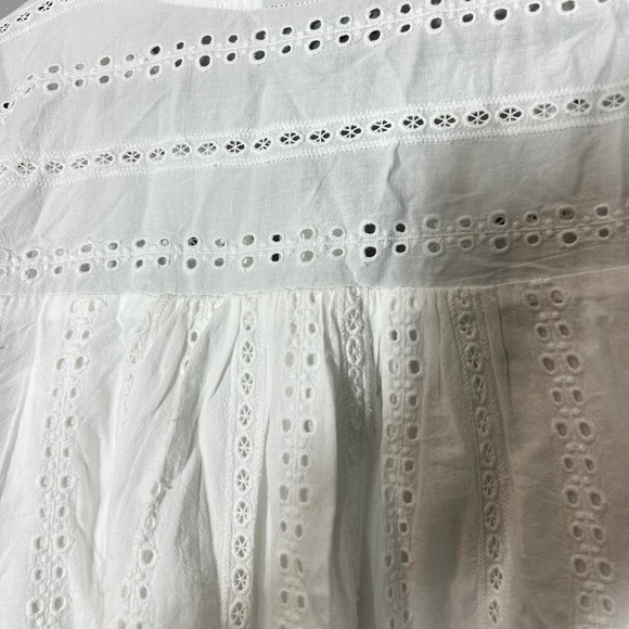 Style & Co Eyelet Blouse Peasant Top Ruffle Trim Long Sleeve Bright White 3X - Picture 4 of 8